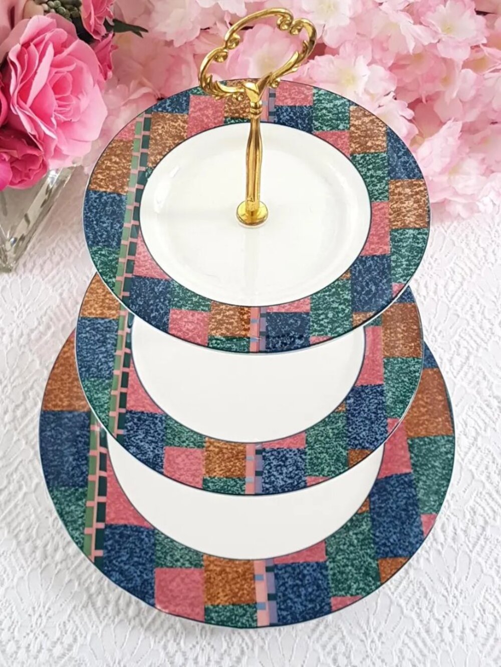 3 Tier Porcelain Cake Stand: Handmade Dessert Serving Tray
